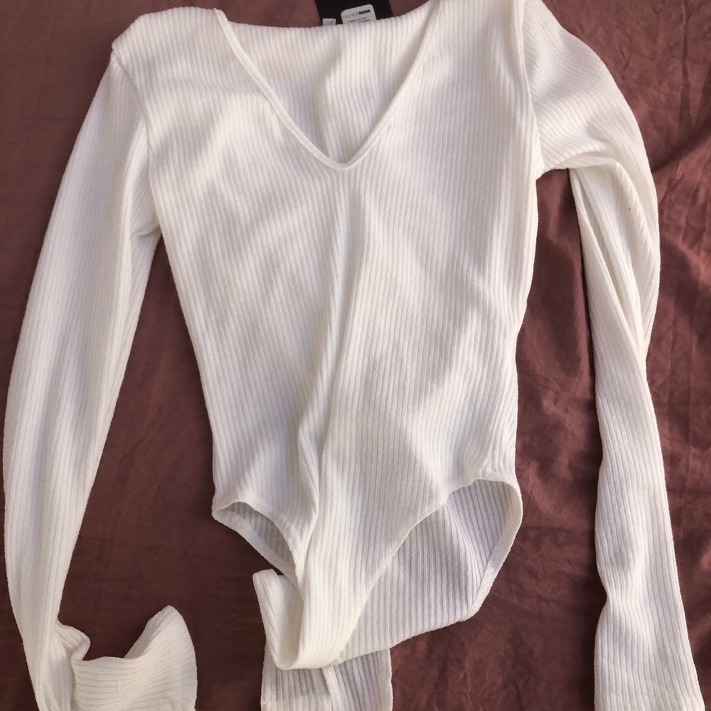 Fashion Nova White Ribbed BodySuit
